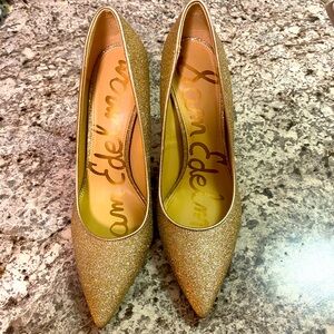 Sam Edelman Hazel Light Gold Glitter Stiletto Dress Shoes